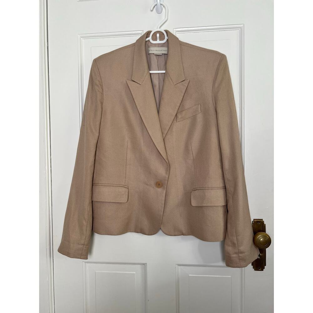 Stella McCartney Women's 48 US 14 Tan Blazer Jacket Single Button Breasted FLAW